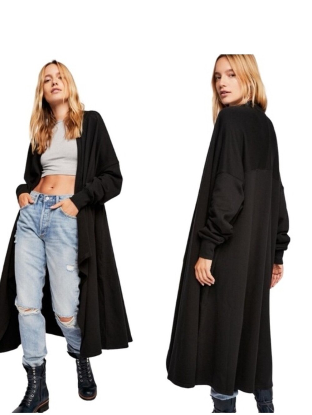 Free People Beach Red Eye Cardi with Pockets in Black Size S